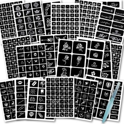 Creative Henna Tattoo Stencil Set - 524 Unique Designs for Parties & Festivals