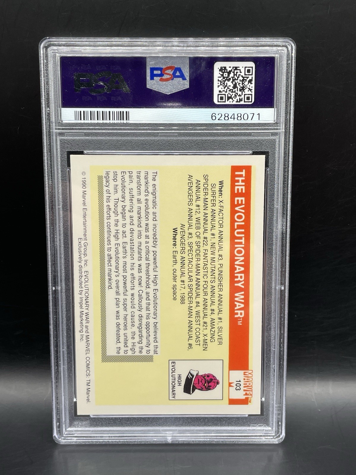 1990 Impel Marvel Universe - #103 Evolutionary War - PSA 9 MINT view 2