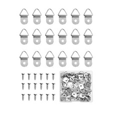 100 Pieces Small Triangle Ring Steel Picture Hangers with 100 Pieces Screws,
