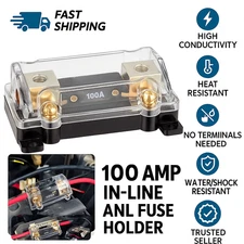 100A Fuse Holder In-Line ANL Type for 0 2 4 Gauge Wire 12V 24V DC