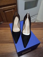 Stuart Weitzman Stuart 75 Pump Black Suede Pointed Toe Heel Women 7.5 New...
