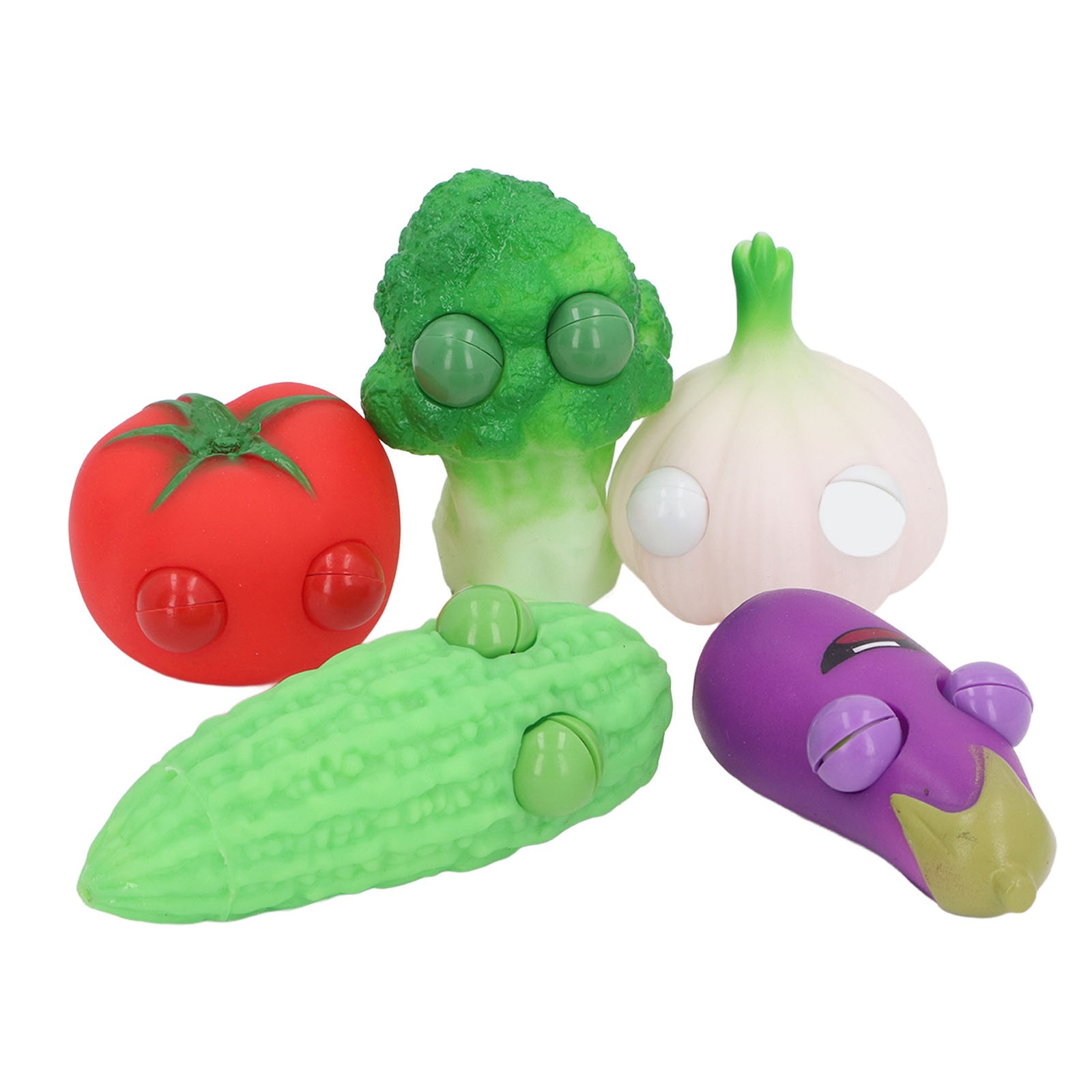 5pcs Raised Eyes Squeeze Toy Fun Stress Relief Vegetables Easy To Use