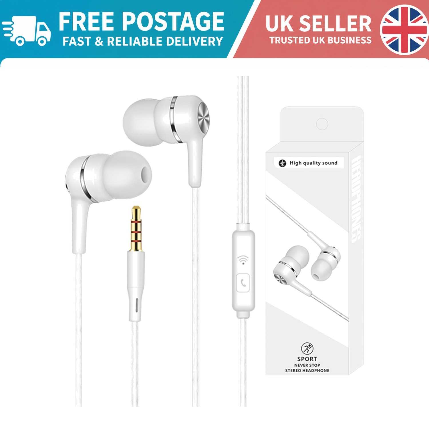 High-Quality In-Ear Wired Earphones with Microphone and Wireless Charging Case