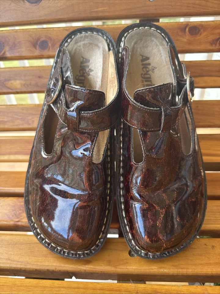 Alegria ALG-407 Mule Clogs Shoes Black Brown Leather Euro Sz 38 US 7.5/8 - Image 2 of 4