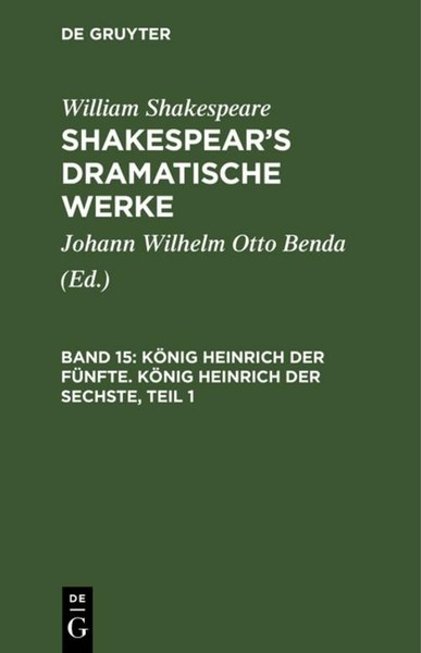 KöNig Heinrich Der FüNfte. KöNig Heinrich Der Sechste, Teil 1 William Shakespear-image