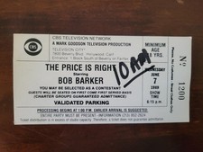 The Price Is Right Ticket CBS June 7, 1989 Bob Barker w/ Validated Parking