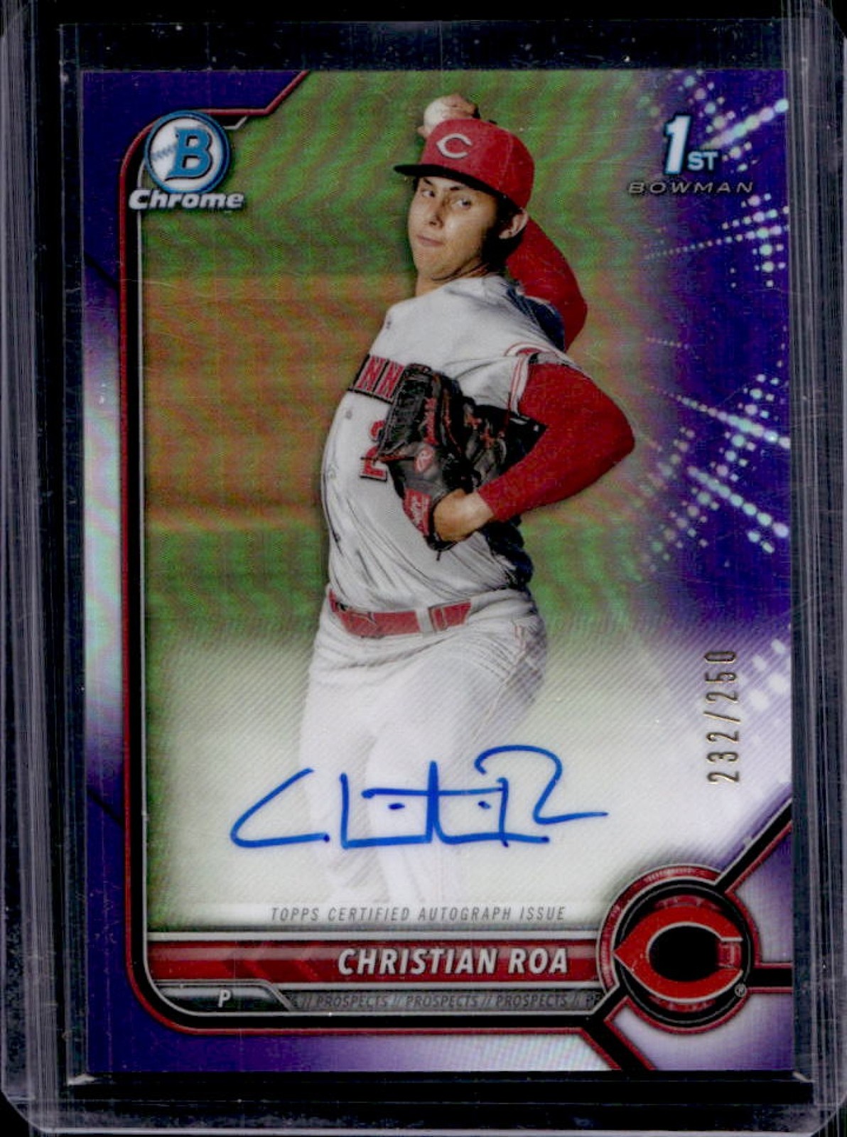 2022 Bowman Christian Roa Chrome Auto 1st Purple Refractor #232/250
