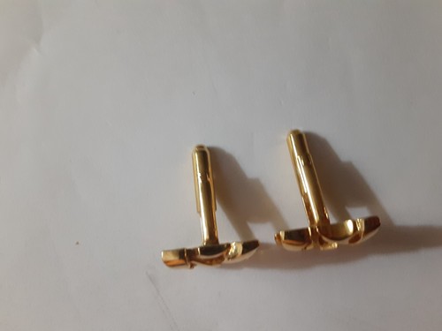 Vintage Brutalist MCM Gold-tone RETRO Rectangle Cufflinks Geometric Design .75" - Picture 3 of 5