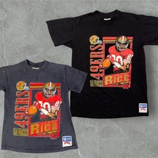 Rare Vintage 80s Jerry Rice SF 49ers Double Sided (2) Youth Graphic T Shirt S/L
