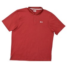 Under Armour Loose Heatgear Men's 2XL Red Polo Shirt Polyester Solid