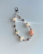 Pig Cloud Crystal Bead Phone Strap Bag Charm Wristlet