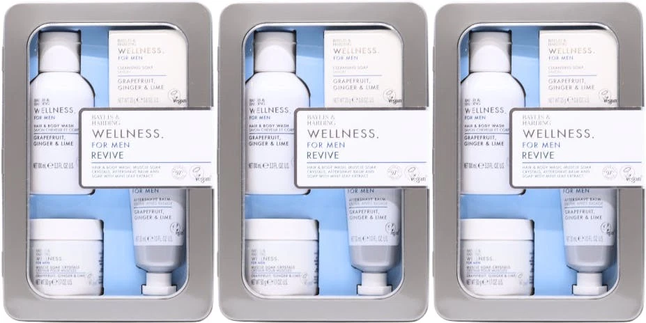 Baylis & Harding Wellness For Men His Essential Wellbeing 4 Piece Gift Set X 3