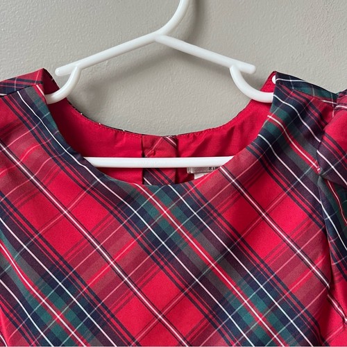 Max Studio Girls Holiday Dress Size 8 Christmas Plaid Red Blue Tulle Bow Winter - Picture 7 of 12
