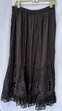 Whimsygoth Black Satin Velvet Lace Tiered Maxi Skirt Boho Vampire Goth Sz 10