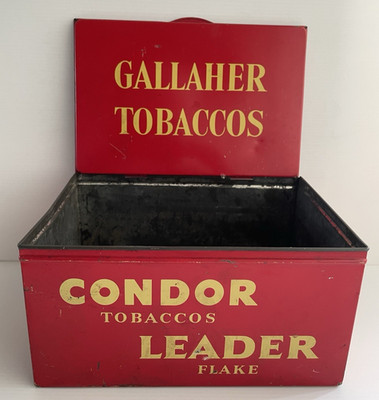 Original Vintage 30er Jahre Gallaher Condor & Leader Flake Tabak rot Thekendose
