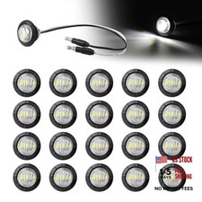 20 Pcs 3/4 Inch Mini Round Side Marker Lights 3 LED with Connector Plugs White