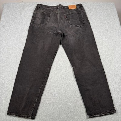 Levis 550 Relaxed Fit Black Denim Jeans Mens 42x32 Vintage 90s Tapered Leg