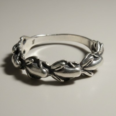 Genuine Sterling Silver Ring Frogs Band Solid Hallmarked 925 Handmade