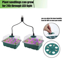 1set 12-Cell Seed Starter Tray With LED Grow ...