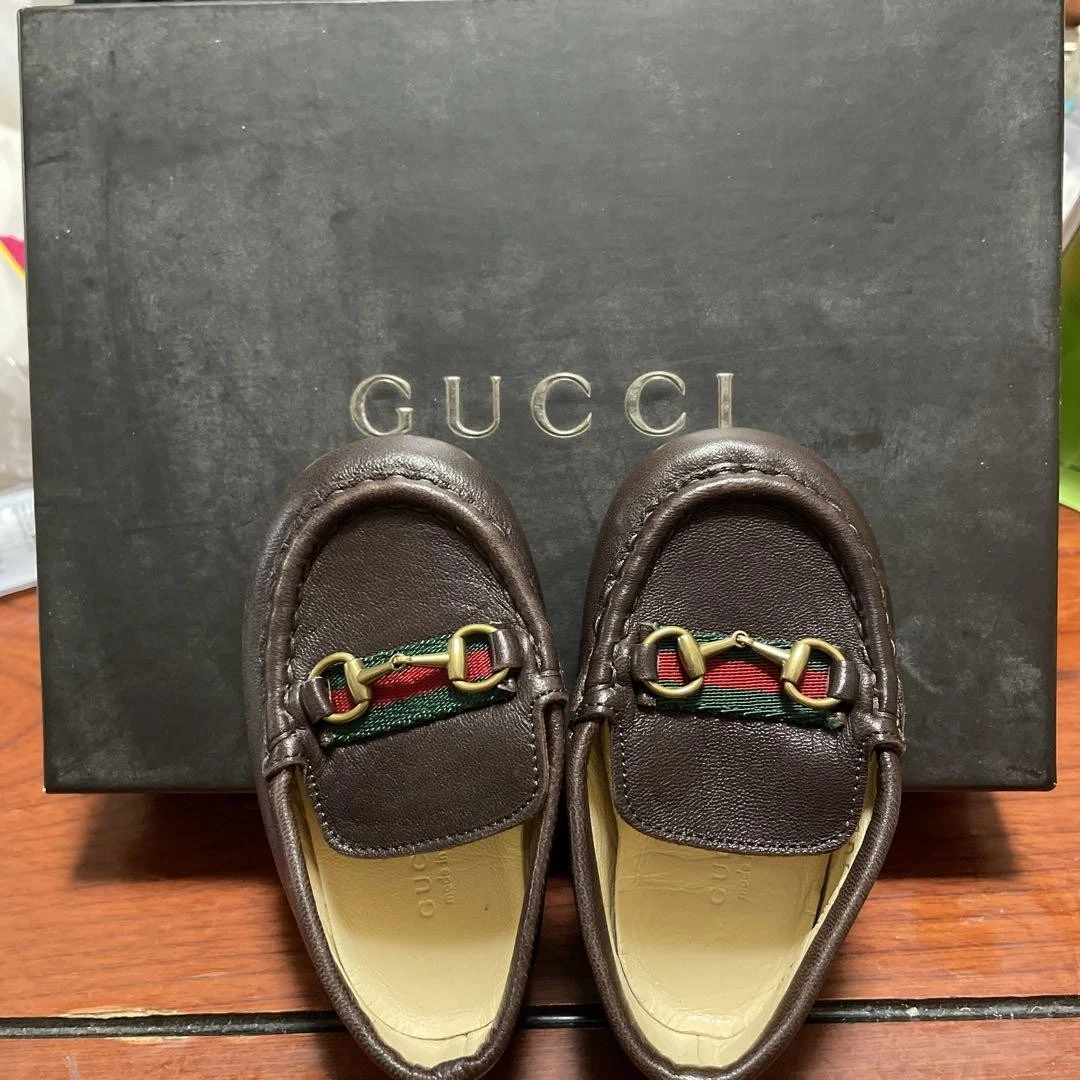 GUCCI Baby First Chaussures Couleur Marron Made in Italy Accessoire Mode avec Boîte. 
