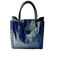 LOEFFLER RANDALL Black Leather WORK TOTE Stru...