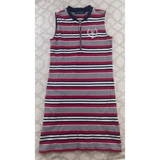 Tommy Hilfiger Women's Striped Sleeveless Polo Dress Quarter Zip Embroidered S