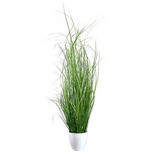 Kunstpflanze Gras, GRASBUSCH im weißen Topf 60 cm. Künstliche Gräser TOPF WEISS.