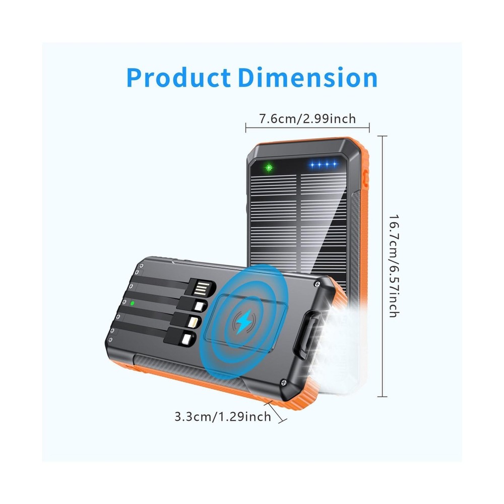 52800mAh Wireless Power Bank with 4 Built-in Cables & 7 Outputs Fast Shipping