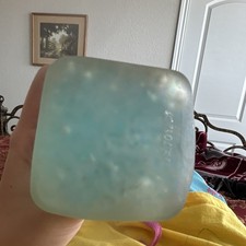 Large Frosted Light Blue Surf-Tumbled Beach Glass Piece