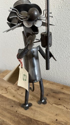 Large Folk Art Scrap Iron Cat Fisherman Hand Made Welded Sculpture Yardbirds - Picture 10 of 18