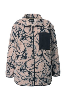 Ulla Popken Damen große Größen Teddyjacke Stehkragen elastische Kanten