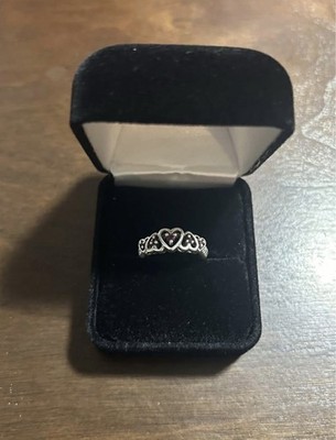 Sterling Silber 925 roter Stein Multi Herz Ring Größe 6