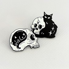 Mystical Black Cat Enamel Pin Collection   Gothic Witchy Celestial Aesthetic