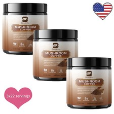 3x Mushroom Coffee Powder Lions Mane Reishi Immunity Brain Booster 70g