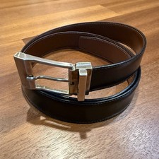 Salvatore Ferragamo Reversible Leather Belt Black Brown Italy Silver Buckle 38