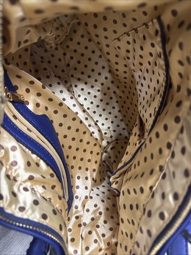 Melie Bianco Azul Sólido Tonos Dorados Doble Mango Talla 12H X 12L Cuero - Imagen 7 de 16