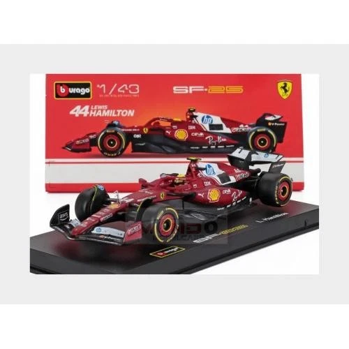 1:43 BURAGO Ferrari F1 Sf-25 #44 2025 Lewis Hamilton +Pilot & Showcase BU36852-H - Image 2 of 2