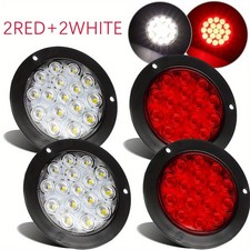 4pcs 4 Inch Round Led Trailer Tail Lights 2 Red And 2 White 4 Led Stop Brake