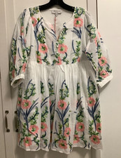 Hayden Los Angelse  Embroidery Cotton Flare Dress Long Sleeves Size Small NEW