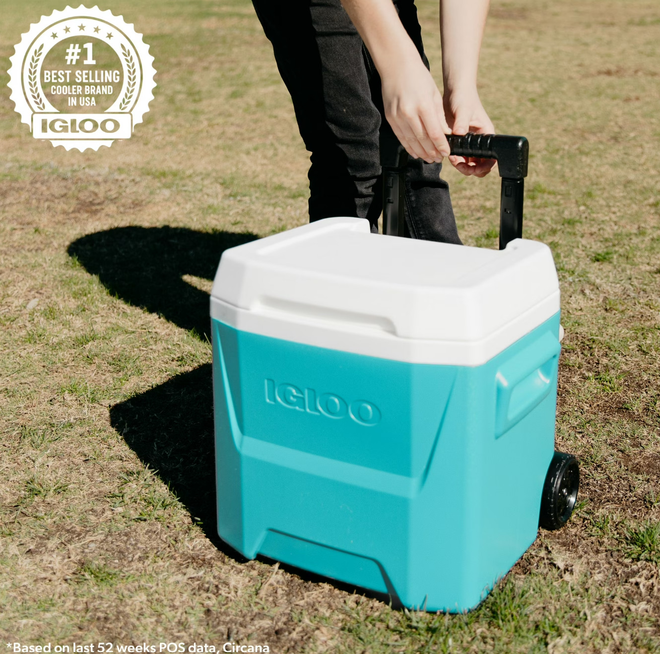 Igloo 16 QT Laguna Hard Sided Ice Chest Cooler with Wheels, Aqua Blue