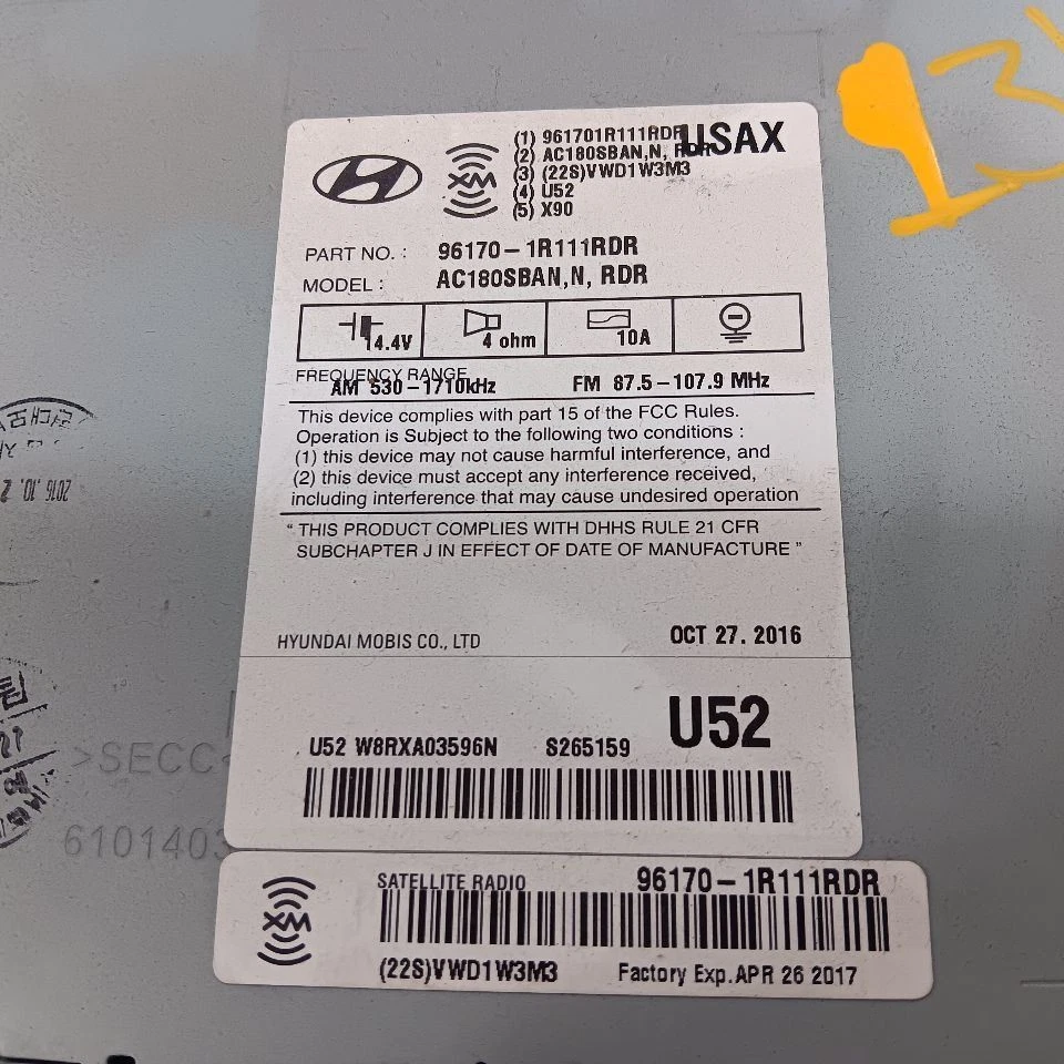 Equipo de audio radio AM-FM-estéreo-CD-MP3 mercado de EE. UU. 15-17 Hyundai Accent Foto 3 de 4