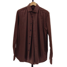 Quince Organic Cotton Cashmere Dress Shirt Coffee Bean Brown Sleeved Top M
