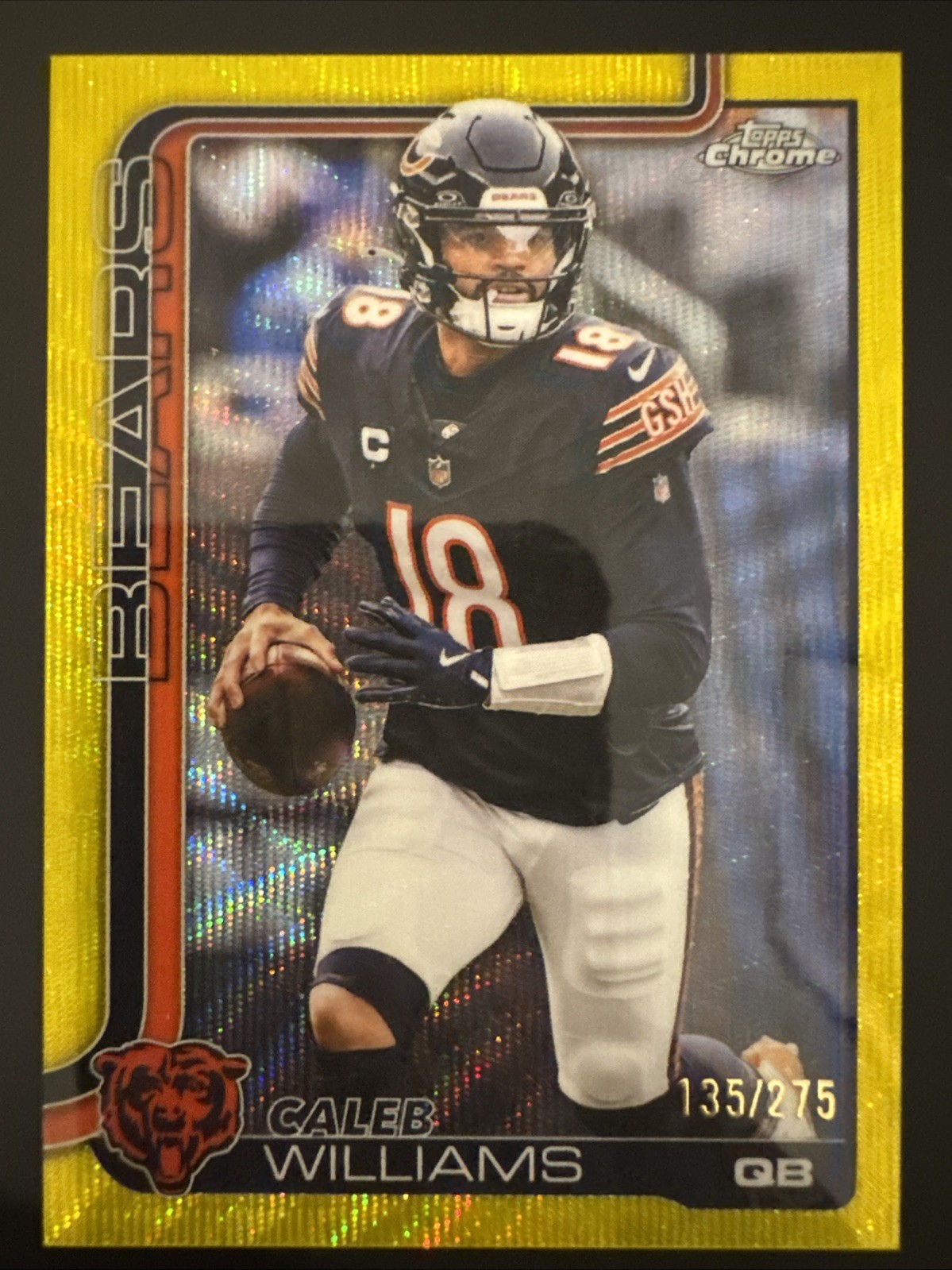 Caleb Williams 2025 Topps Chrome #52 Yellow Wave Refractor /275