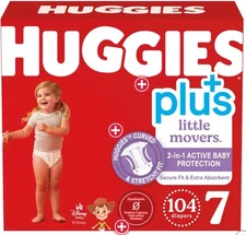 Huggies Plus Little Movers Size 7  (41 + lbs) 104 Count- New & Sealed