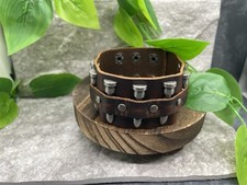 7-8.5 Punk Goth Bracelet Brown Genuine Leather Wristband New Free Ship B5811