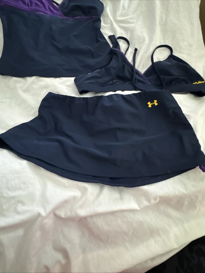 Conjunto de bikini Under Armour de 3 piezas con camisa para mujer talla mediana púrpura traje de baño Foto 3 de 4