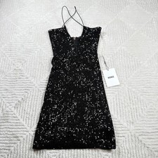 Nookie Dress NWT XS Black Sequin Halter Neck Zip Front Mini Party Clubwear Sexy