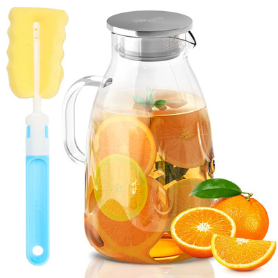 SustEas 3 Liter Glaswasserkaraffe mit Borosilikatglas Deckel 2 Aus