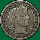 1904 Barber Dime Very Fine VF Coin #38546