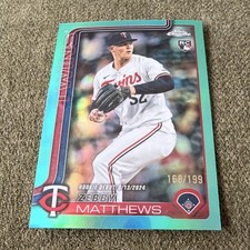 Topps Chrome Zebby Matthews Rookie Debut Aqua Refractor Serial /199 Twins 2025